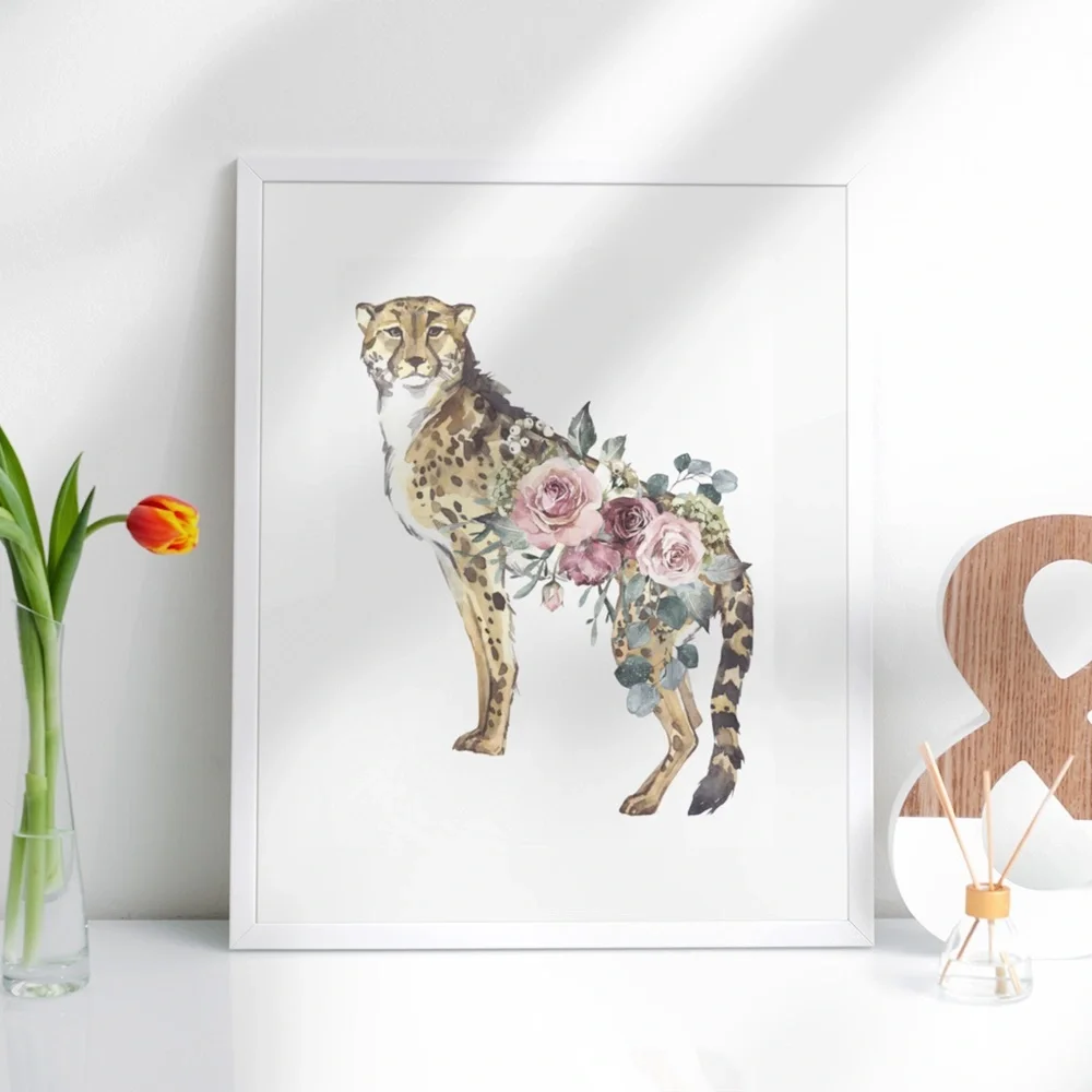 Watercolor Cheetah Illustration Wall Art Poster Print UNFRAMED - Picture 6 of 17